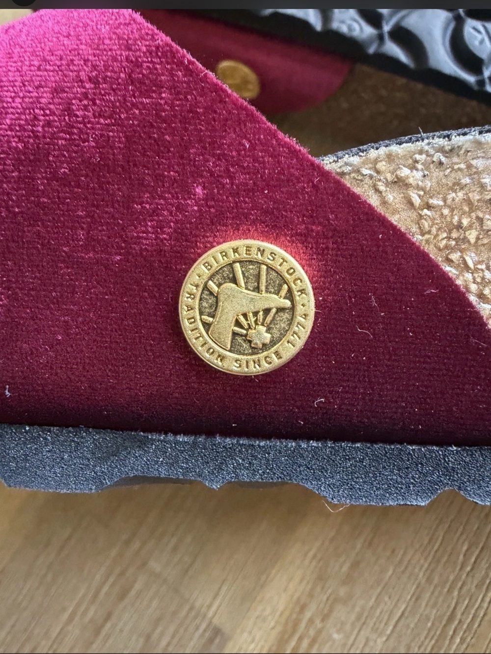 Birkenstock Madrid Big Buckle Sandals Leather Maroon Velvet Womens EU 41 US 10 - Picture 12 of 12